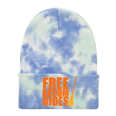 Free Broom Rides Funny Halloween Tie Dye 12in Knit Beanie