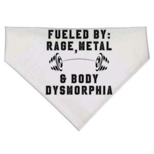 Fueled By Rage Metal And Body Dysmorphia Funny USA-Made Doggie Bandana