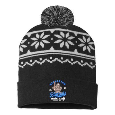 Funny Bigfoot Retro Minor League Eam USA-Made Snowflake Beanie