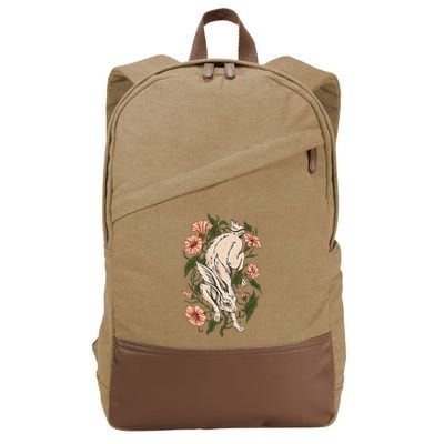 Flower Bunny Rabbit Cottagecore Aesthetic Cotton Canvas Backpack