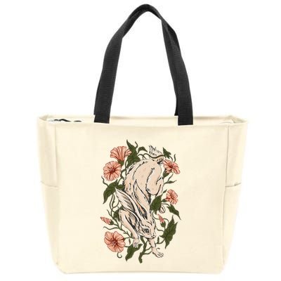 Flower Bunny Rabbit Cottagecore Aesthetic Zip Tote Bag