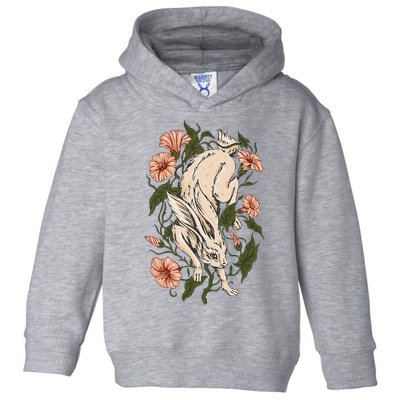 Flower Bunny Rabbit Cottagecore Aesthetic Toddler Hoodie