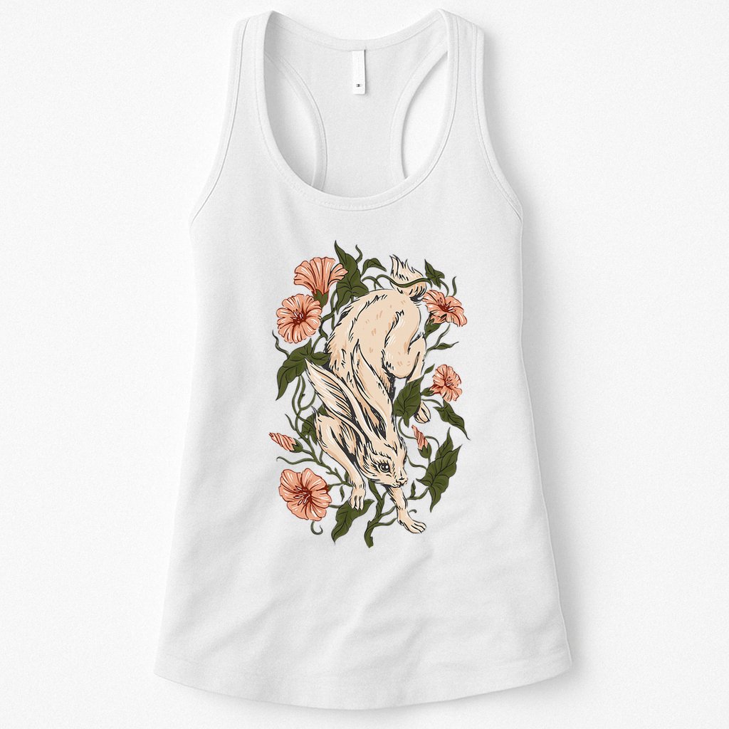Flower Bunny Rabbit Cottagecore Aesthetic Womens Tank Top
