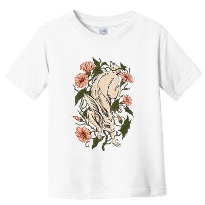 Flower Bunny Rabbit Cottagecore Aesthetic Toddler T-Shirt
