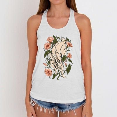 Flower Bunny Rabbit Cottagecore Aesthetic Women's Knotted Racerback Tank