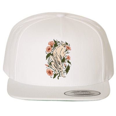Flower Bunny Rabbit Cottagecore Aesthetic Wool Snapback Cap