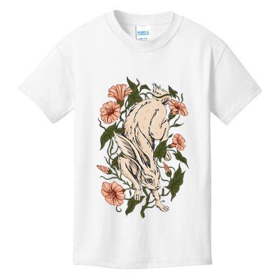 Flower Bunny Rabbit Cottagecore Aesthetic Kids T-Shirt