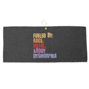 Fueled By Rage Metal And Body Dysmorphia Large Microfiber Waffle Golf Towel