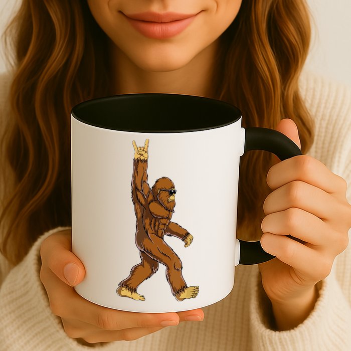 Funny Bigfoot Rock On Sasquatch Rock And Roll Gift Mug