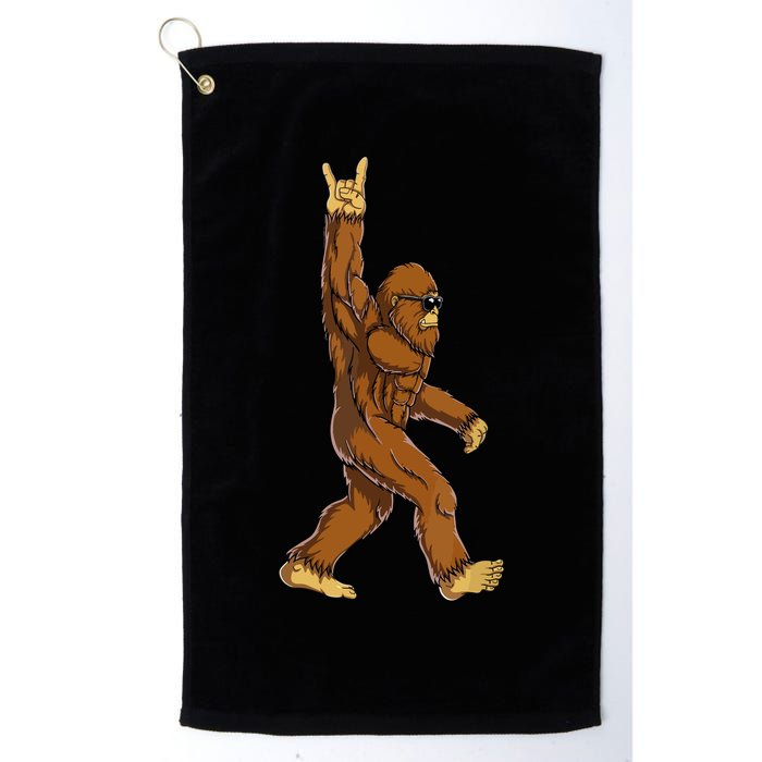 Funny Bigfoot Rock On Sasquatch Rock And Roll Gift Golf Towel