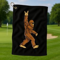 Funny Bigfoot Rock On Sasquatch Rock And Roll Gift Golf Towel