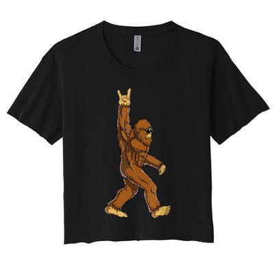 Funny Bigfoot Rock On Sasquatch Rock And Roll Gift Crop Top