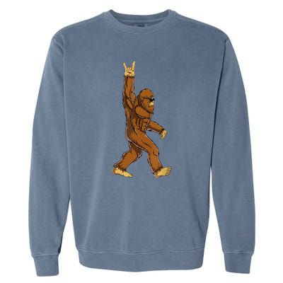 Funny Bigfoot Rock On Sasquatch Rock And Roll Gift Garment-Dyed Sweatshirt