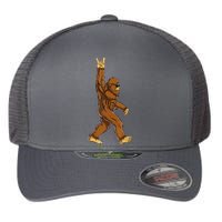 Funny Bigfoot Rock On Sasquatch Rock And Roll Gift Flexfit Unipanel Trucker Cap
