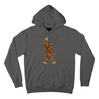 Funny Bigfoot Rock On Sasquatch Rock And Roll Gift Hoodie