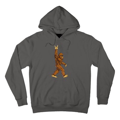 Funny Bigfoot Rock On Sasquatch Rock And Roll Gift Hoodie