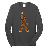 Funny Bigfoot Rock On Sasquatch Rock And Roll Gift Long Sleeve Shirt