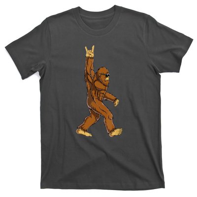 Funny Bigfoot Rock On Sasquatch Rock And Roll Gift T-Shirt