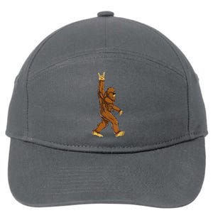 Funny Bigfoot Rock On Sasquatch Rock And Roll Gift 7-Panel Snapback Hat