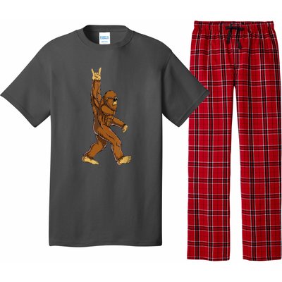 Funny Bigfoot Rock On Sasquatch Rock And Roll Gift Pajama Set