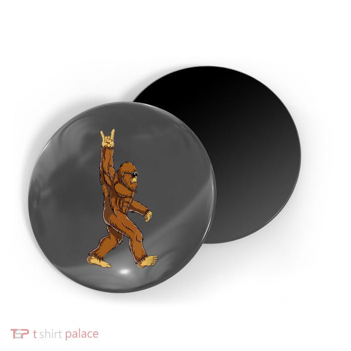 Funny Bigfoot Rock On Sasquatch Rock And Roll Gift Magnet