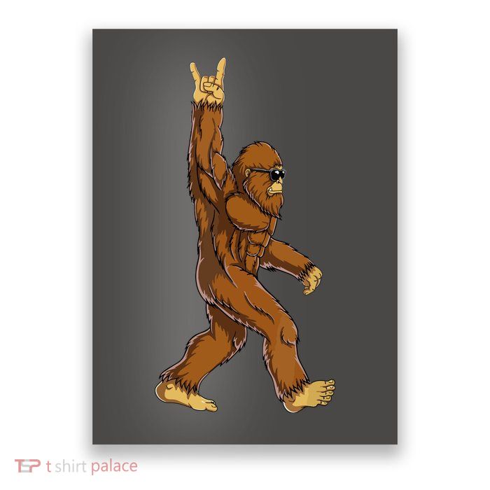 Funny Bigfoot Rock On Sasquatch Rock And Roll Gift Poster