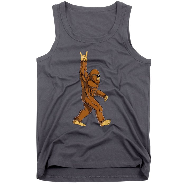 Funny Bigfoot Rock On Sasquatch Rock And Roll Gift Tank Top