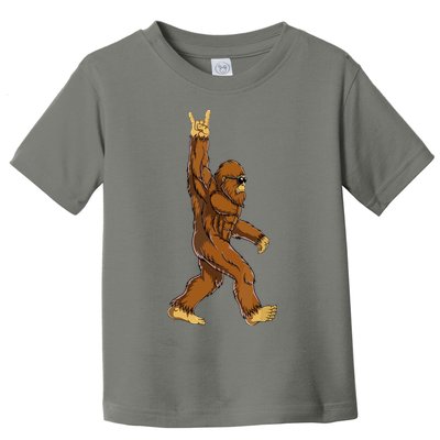 Funny Bigfoot Rock On Sasquatch Rock And Roll Gift Toddler T-Shirt