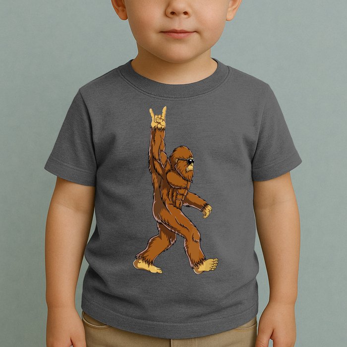 Funny Bigfoot Rock On Sasquatch Rock And Roll Gift Toddler T-Shirt