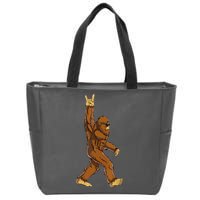 Funny Bigfoot Rock On Sasquatch Rock And Roll Gift Zip Tote Bag