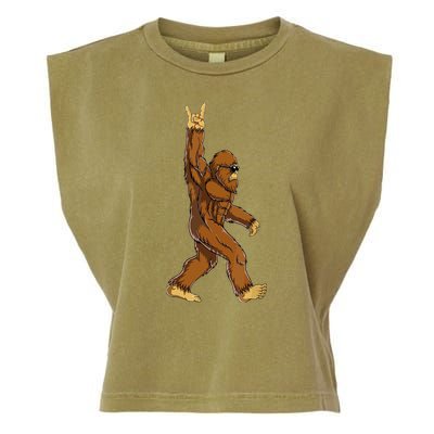 Funny Bigfoot Rock On Sasquatch Rock And Roll Gift Garment-Dyed Women's Muscle Tee
