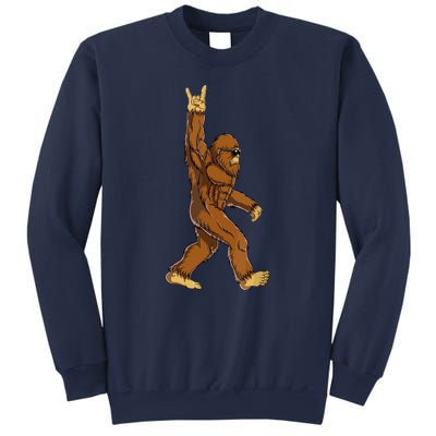 Funny Bigfoot Rock On Sasquatch Rock And Roll Gift Sweatshirt