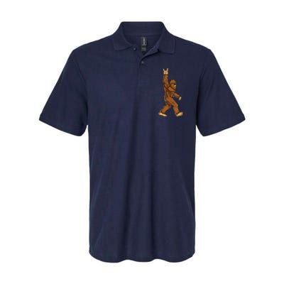 Funny Bigfoot Rock On Sasquatch Rock And Roll Gift Softstyle Adult Sport Polo