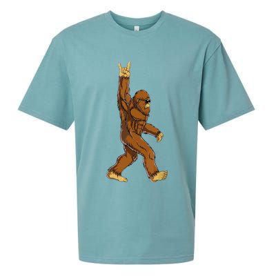 Funny Bigfoot Rock On Sasquatch Rock And Roll Gift Sueded Cloud Jersey T-Shirt