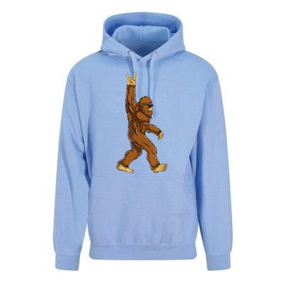 Funny Bigfoot Rock On Sasquatch Rock And Roll Gift Unisex Surf Hoodie