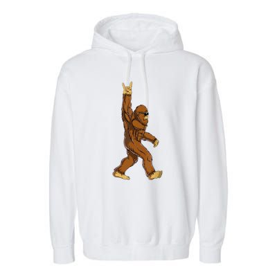 Funny Bigfoot Rock On Sasquatch Rock And Roll Gift Garment-Dyed Fleece Hoodie