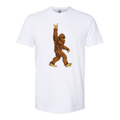 Funny Bigfoot Rock On Sasquatch Rock And Roll Gift Softstyle CVC T-Shirt