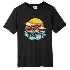 Fun Bigfoot Riding Nessie Funny Legends & Retro 80s Sunset Tall Fusion ChromaSoft Performance T-Shirt