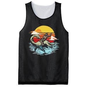 Fun Bigfoot Riding Nessie Funny Legends & Retro 80s Sunset Mesh Reversible Basketball Jersey Tank