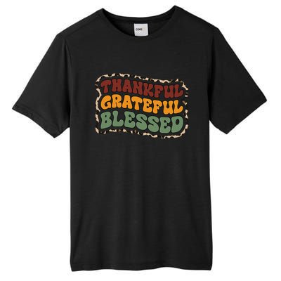 Fall Babe Retro Groovy Smile Face Autumn Leave Leopard Fall Tall Fusion ChromaSoft Performance T-Shirt