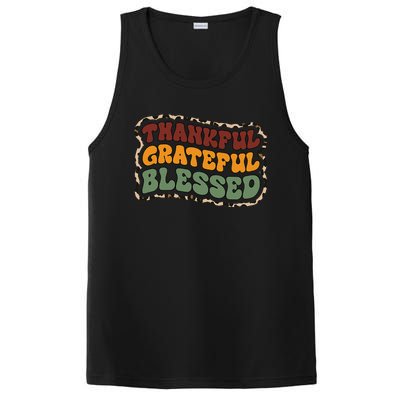 Fall Babe Retro Groovy Smile Face Autumn Leave Leopard Fall PosiCharge Competitor Tank