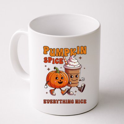 Fall Babe Retro Groovy Smile Face Autumn Leave Leopard Fall Coffee Mug