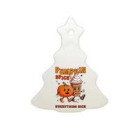 Fall Babe Retro Groovy Smile Face Autumn Leave Leopard Fall Ceramic Tree Ornament