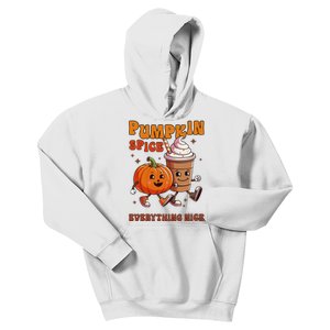 Fall Babe Retro Groovy Smile Face Autumn Leave Leopard Fall Kids Hoodie