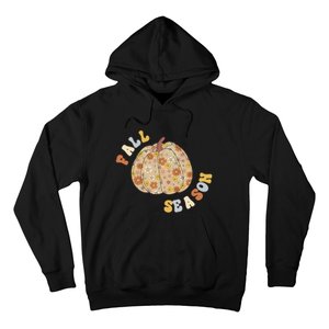 Fall Babe Retro Groovy Smile Face Autumn Leave Leopard Fall Hoodie