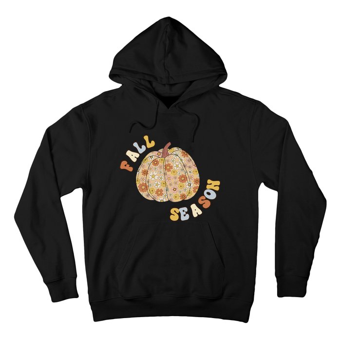 Fall Babe Retro Groovy Smile Face Autumn Leave Leopard Fall Hoodie