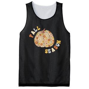 Fall Babe Retro Groovy Smile Face Autumn Leave Leopard Fall Mesh Reversible Basketball Jersey Tank