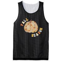 Fall Babe Retro Groovy Smile Face Autumn Leave Leopard Fall Mesh Reversible Basketball Jersey Tank