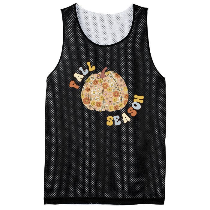 Fall Babe Retro Groovy Smile Face Autumn Leave Leopard Fall Mesh Reversible Basketball Jersey Tank