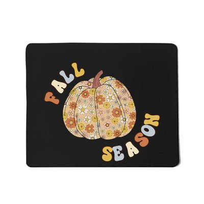 Fall Babe Retro Groovy Smile Face Autumn Leave Leopard Fall Mousepad